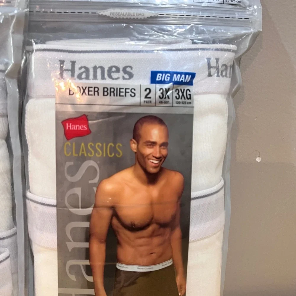 Hanes Classics Big Man‎ Boxer Briefs 2pk 3XL White 100% Cotton Vtg 2007 2 Packs